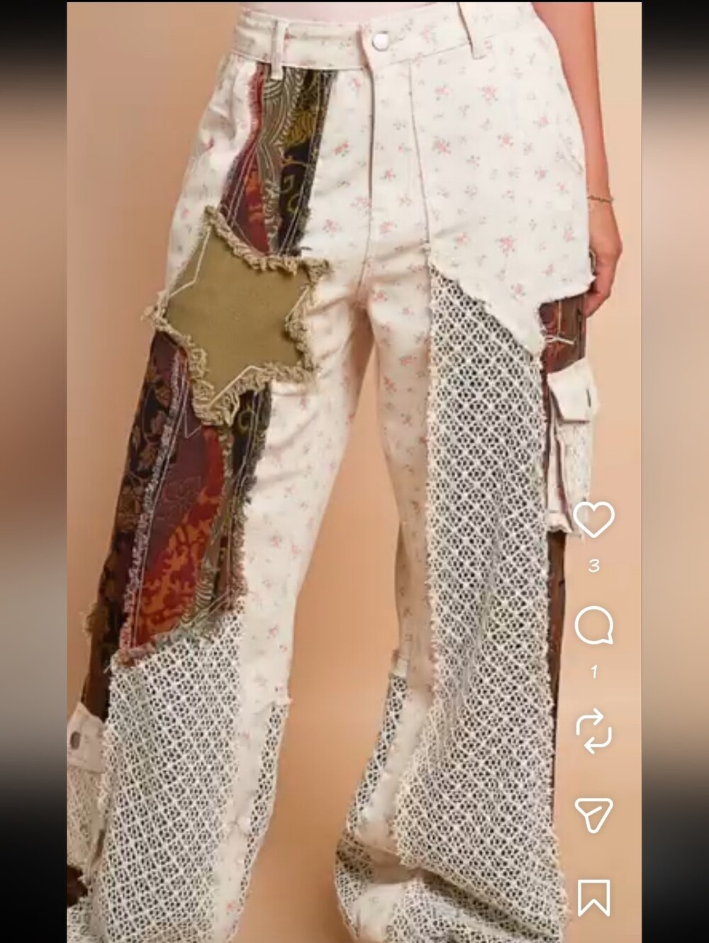 POL Patchwork Pants Size Large
